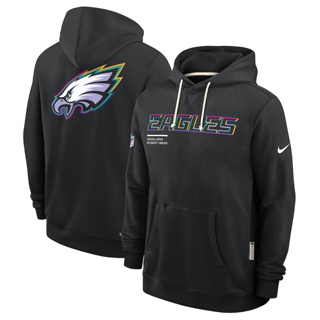 Men's Black Philadelphia Eagles 2025 Crucial Catch Club Pullover Hoodie